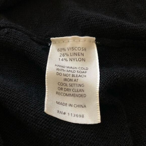 Margaret O’Leary Linen Blend Black One Button Cardigan Sweater - Picture 9 of 14